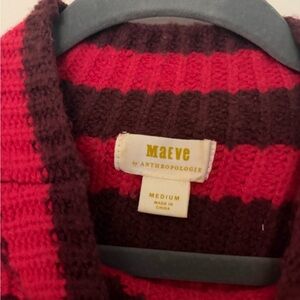 Anthropologie Maeve Red and Brown Striped Sweater